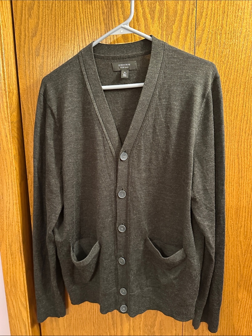 Nordstrom Men’s Charcoal Button-Up V-Neck Cardigan size medium.